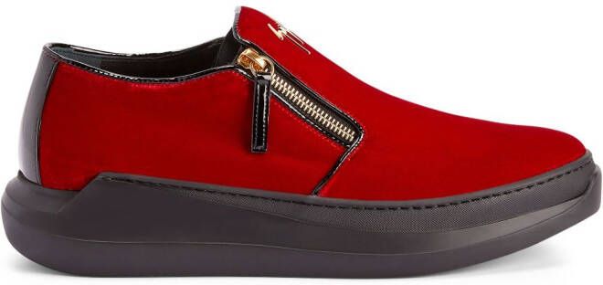 Giuseppe Zanotti Conley zipped velvet sneakers Red