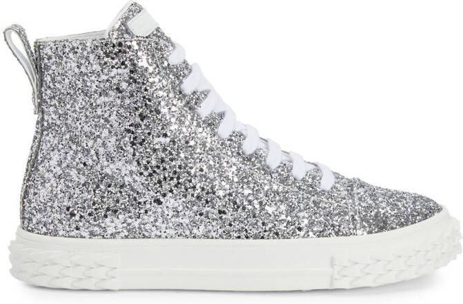 Giuseppe Zanotti Ecoblabber glitter high-top sneakers Silver