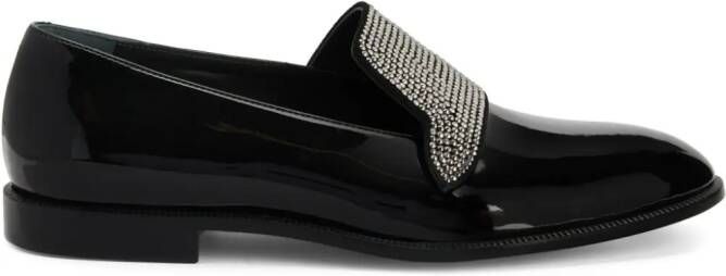 Giuseppe Zanotti Eflamm crystal-embellished patent loafers Black