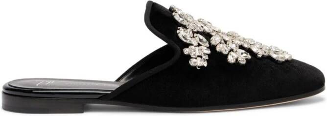 Giuseppe Zanotti Elsa crystal velvet mules Black