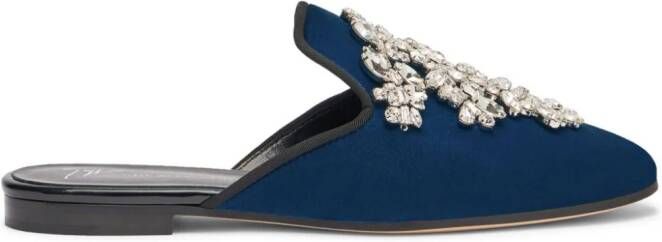 Giuseppe Zanotti Elsa crystal velvet mules Blue
