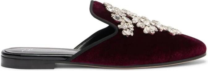 Giuseppe Zanotti Elsa crystal velvet mules Red