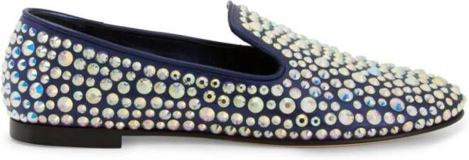 Giuseppe Zanotti Evangeline rhinestone-embellished suede loafers Blue