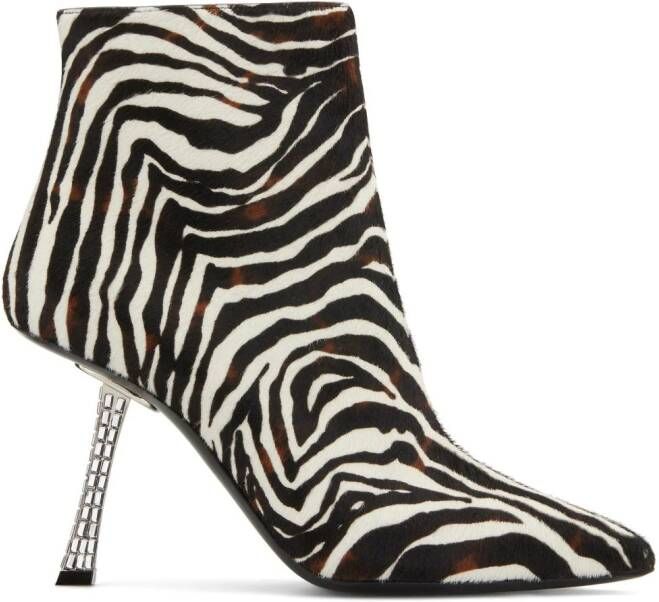 Giuseppe Zanotti 95mm Farrah Fancy zebra-print boots White
