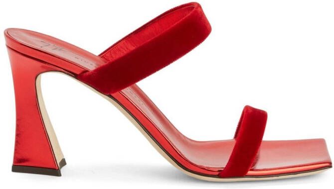 Giuseppe Zanotti 85mm Flaminia velvet sandals Red