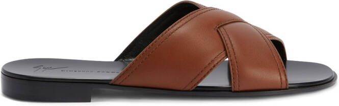 Giuseppe Zanotti Flavio crossed-leather sandals Brown
