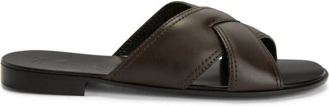 Giuseppe Zanotti Flavio crossover leather slides Brown