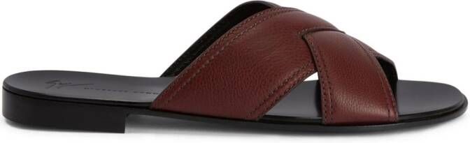 Giuseppe Zanotti Flavio crossover-strap leather slides Brown