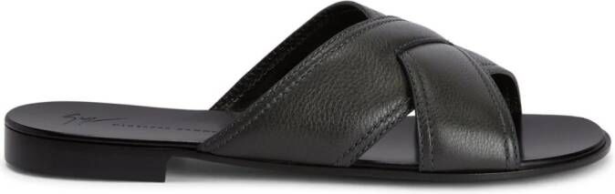 Giuseppe Zanotti Flavio crossover-strap leather slides Grey