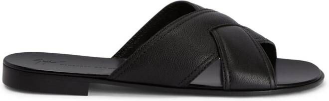 Giuseppe Zanotti Flavio crossover-strap slides Black