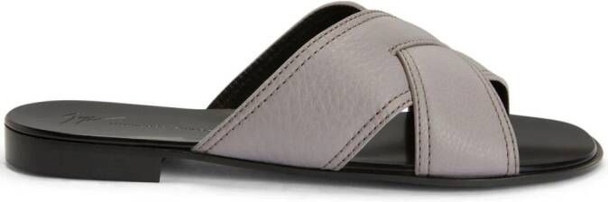 Giuseppe Zanotti Flavio crossover-straps leather slides Grey