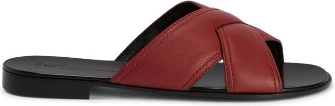 Giuseppe Zanotti Flavio leather flat slides Red