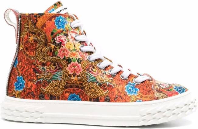 Giuseppe Zanotti floral-print sneakers Orange