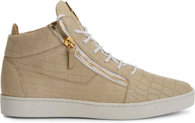 Giuseppe Zanotti Frankie crocodile-embossed hi-top sneakers Neutrals