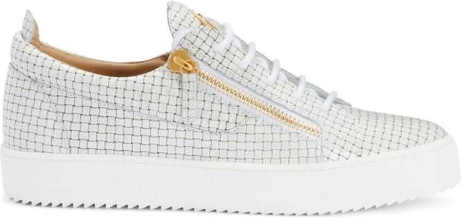 Giuseppe Zanotti Frankie glossy woven-leather sneakers White