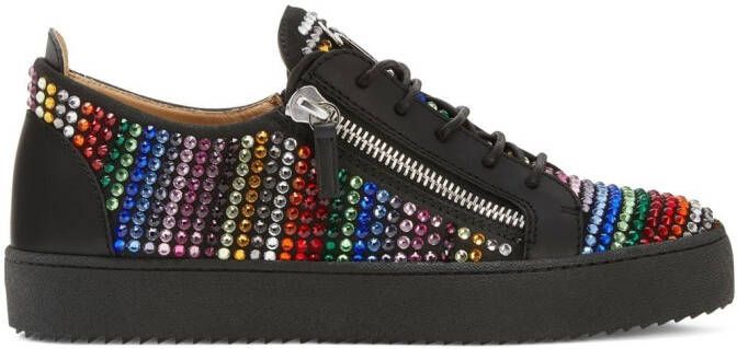 Giuseppe Zanotti Frankie Strass log-top sneakers Black