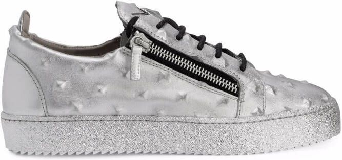 Giuseppe Zanotti Frankie stud-embossed leather sneakers Silver