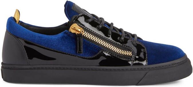 Giuseppe Zanotti Frankie velvet-panel sneakers Blue