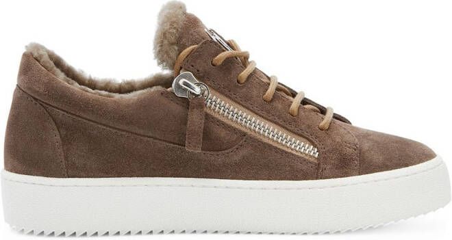Giuseppe Zanotti Gail sheepskin trim sneakers Brown