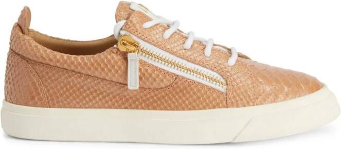 Giuseppe Zanotti Gail snakeskin-effect leather sneakers Orange
