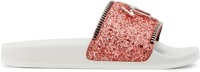 Giuseppe Zanotti glitter-embellished Halley slides Pink