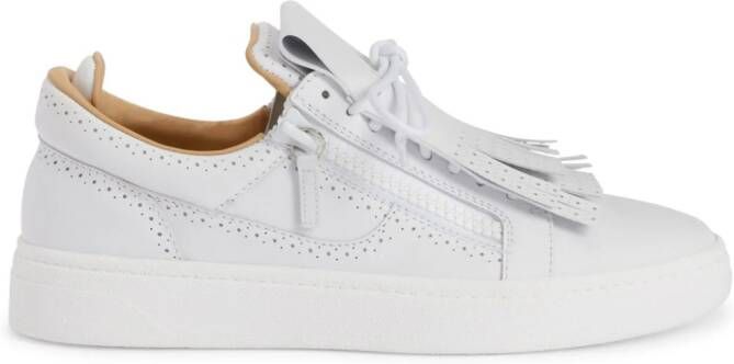 Giuseppe Zanotti GZ94 kiltie low-top leather trainers White