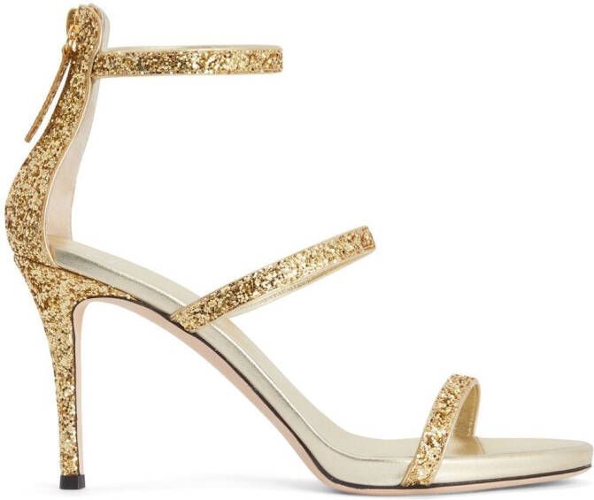 Giuseppe Zanotti Harmony 90mm glitter sandals Gold