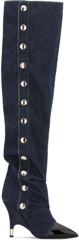 Giuseppe Zanotti 110mm Harper denim knee-length boots Black