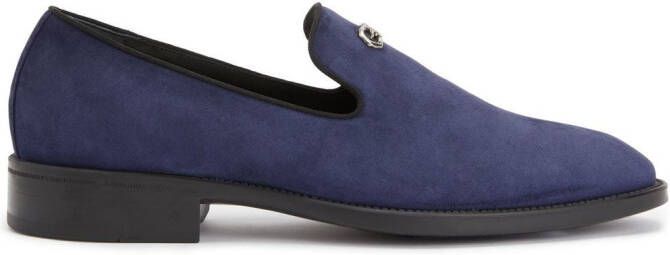 Giuseppe Zanotti Imrham logo-plaque suede loafers Blue