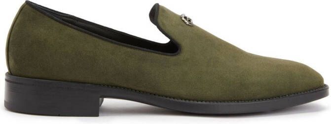 Giuseppe Zanotti Imrham logo-plaque suede loafers Green