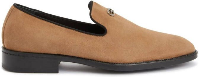 Giuseppe Zanotti Imrham logo-plaque suede loafers Neutrals