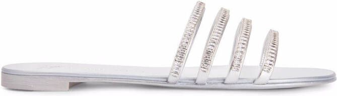 Giuseppe Zanotti Iride crystal-embellished slides Silver