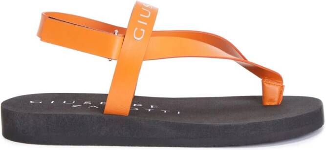 Giuseppe Zanotti Khais logo-embossed leather sandals Orange
