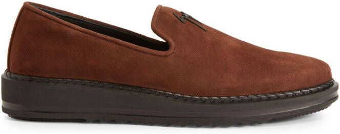 Giuseppe Zanotti Klaus logo-plaque suede loafers Brown