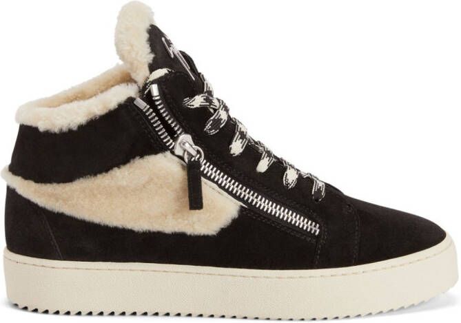 Giuseppe Zanotti Kriss Ice shearling-embellished sneakers Black