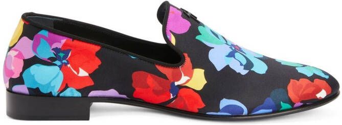 Giuseppe Zanotti Lewis Bloom printed loafers Black