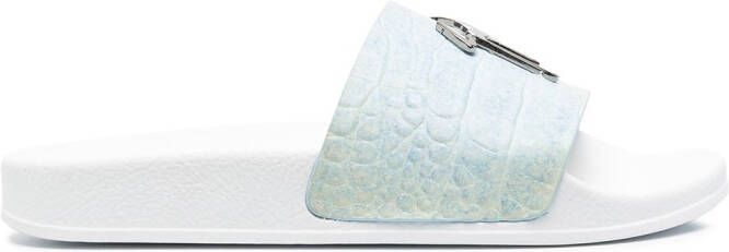 Giuseppe Zanotti logo open-toe slides Blue