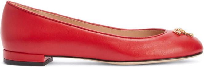 Giuseppe Zanotti logo-plaque leather ballerina shoes Red