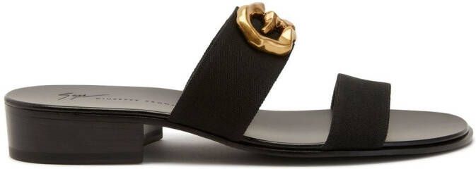 Giuseppe Zanotti logo-plaque leather slides Black