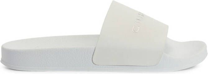 Giuseppe Zanotti logo-print flat slides White