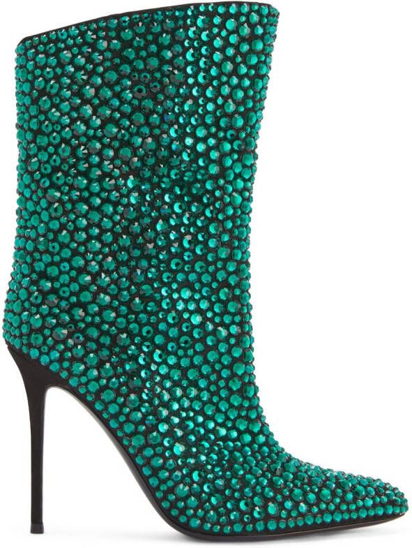 Giuseppe Zanotti 105mm Merissa Sparkle boots Green