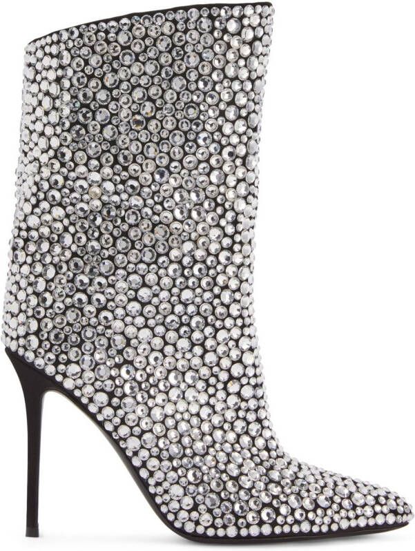 Giuseppe Zanotti Merissa Sparkle 105mm boots Silver