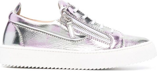 Giuseppe Zanotti metallic leather low-top sneakers Silver