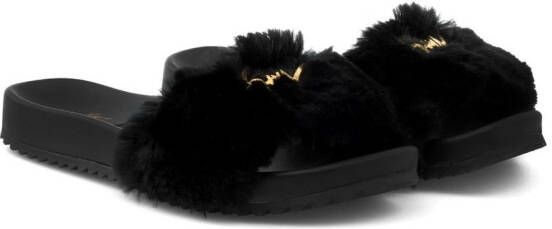 Giuseppe Zanotti Neil Jr. faux fur slides Black