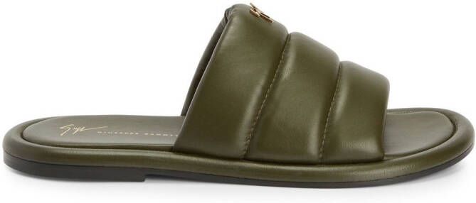 Giuseppe Zanotti padded-leather sliders Green