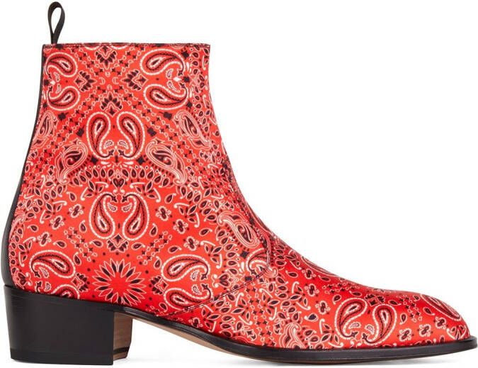 Giuseppe Zanotti paisley-print ankle boots Red