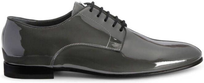 Giuseppe Zanotti patent-leather lace-up loafers Grey