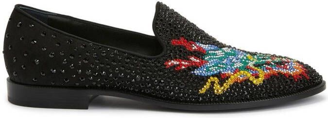 Giuseppe Zanotti rhinestone-embellished dragon-motif loafers Black