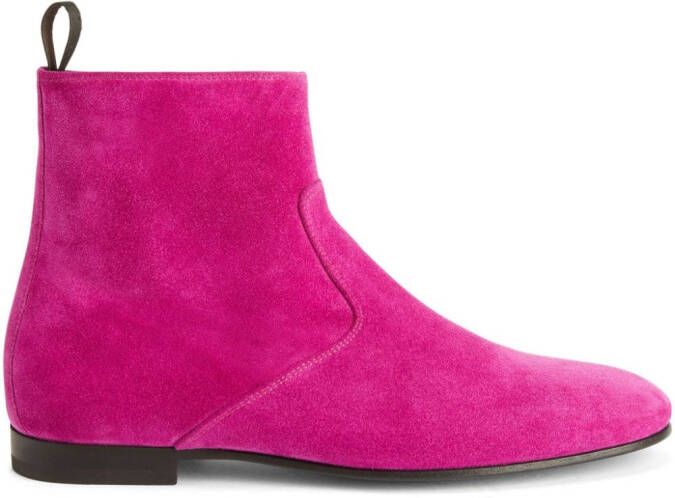 Giuseppe Zanotti Ron panelled suede ankle boots Pink