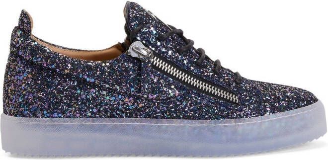 Giuseppe Zanotti sequin-embellished zip-details sneakers Blue